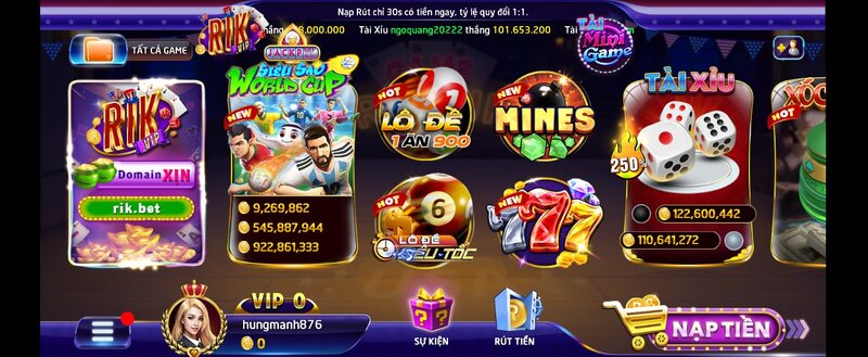 Kho game giải trí bất tận chỉ có tại Rikvip Club